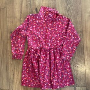 Hanna Andersson Girls floral Long Sleeve Dress in Red & Blue 4T 100